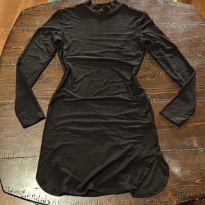 Mock neck black dress
